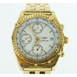 WITHDRAWN BREITLING. AN 18CT GOLD AUTOMATIC CHRONOMAT WRISTWATCH