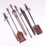A SET OF FRENCH BAYONET FIRE IRONS (6)