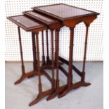 J A S SHOOLBRED AND CO LTD; A NEST OF THREE MAHOGANY OCCASIONAL TABLES (3)