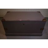 AN EARLY 20TH CENTURY GREY PAINTED TRUNK