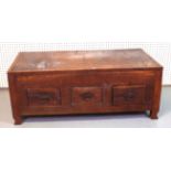 A CHINESE HARDWOOD THREE DRAWER COFFEE TABLE