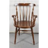 A LATE 19TH CENTURY STAINED BEECH SCULLERY CHAIR (2)