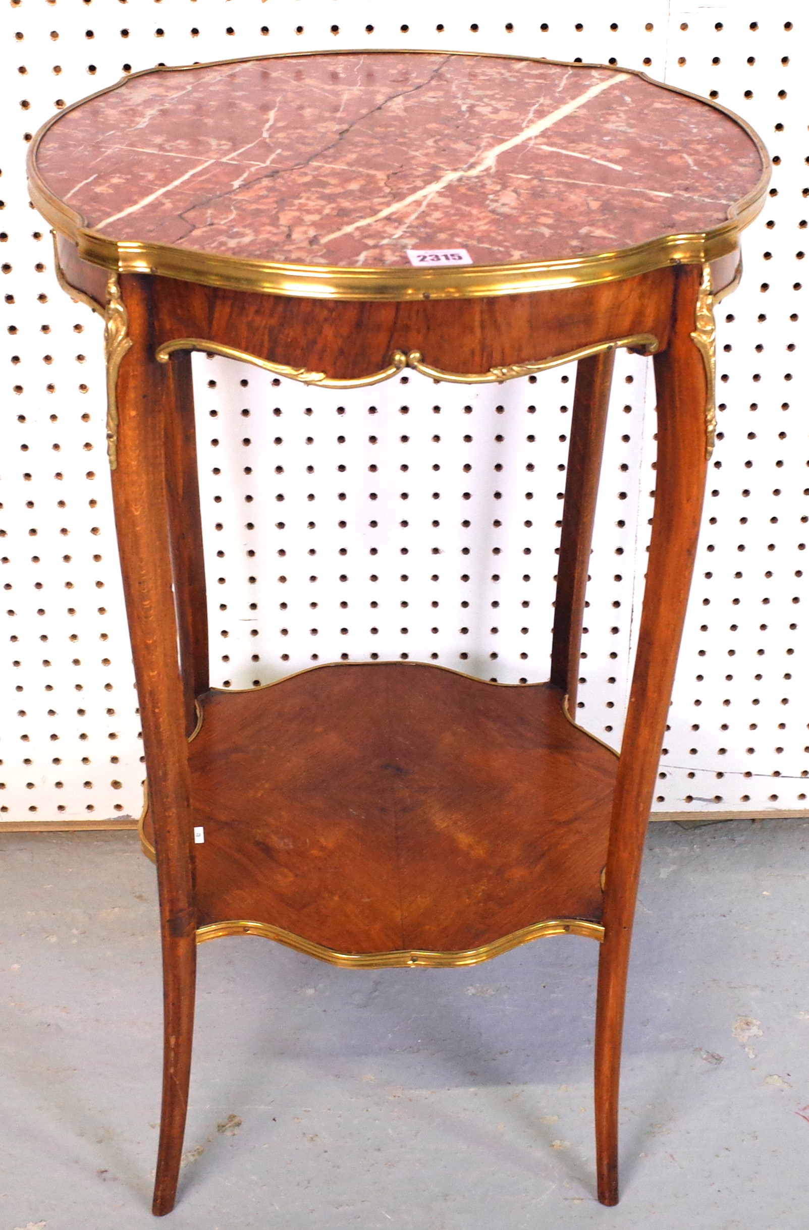 AN 18TH CENTURY STYLE FRENCH GILT METAL MARBLE TOPPED OCCASIONAL TABLE