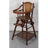 A LATE 19TH CENTURY-STAINED OAK CHILDS HIGH CHAIR
