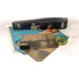 A VINTAGE STYLE TRAVEL POSTER, A RUSSIAN LACQUER BOX AND OTHER ITEMS (6)