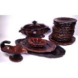 A 19TH CENTURY FRENCH BROWN GLAZED DINNER SERVICE (QTY)