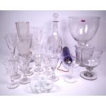 GLASSWARE INCLUDING A LARGE GLASS CENTRE BOWL (QTY)