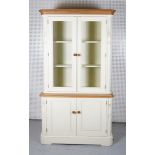 A MODERN WHITE PAINTED OAK DISPLAY CABINET