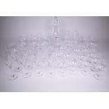 A SUITE OF BACCARAT GLASSES AND AN ETCHED DECANTER