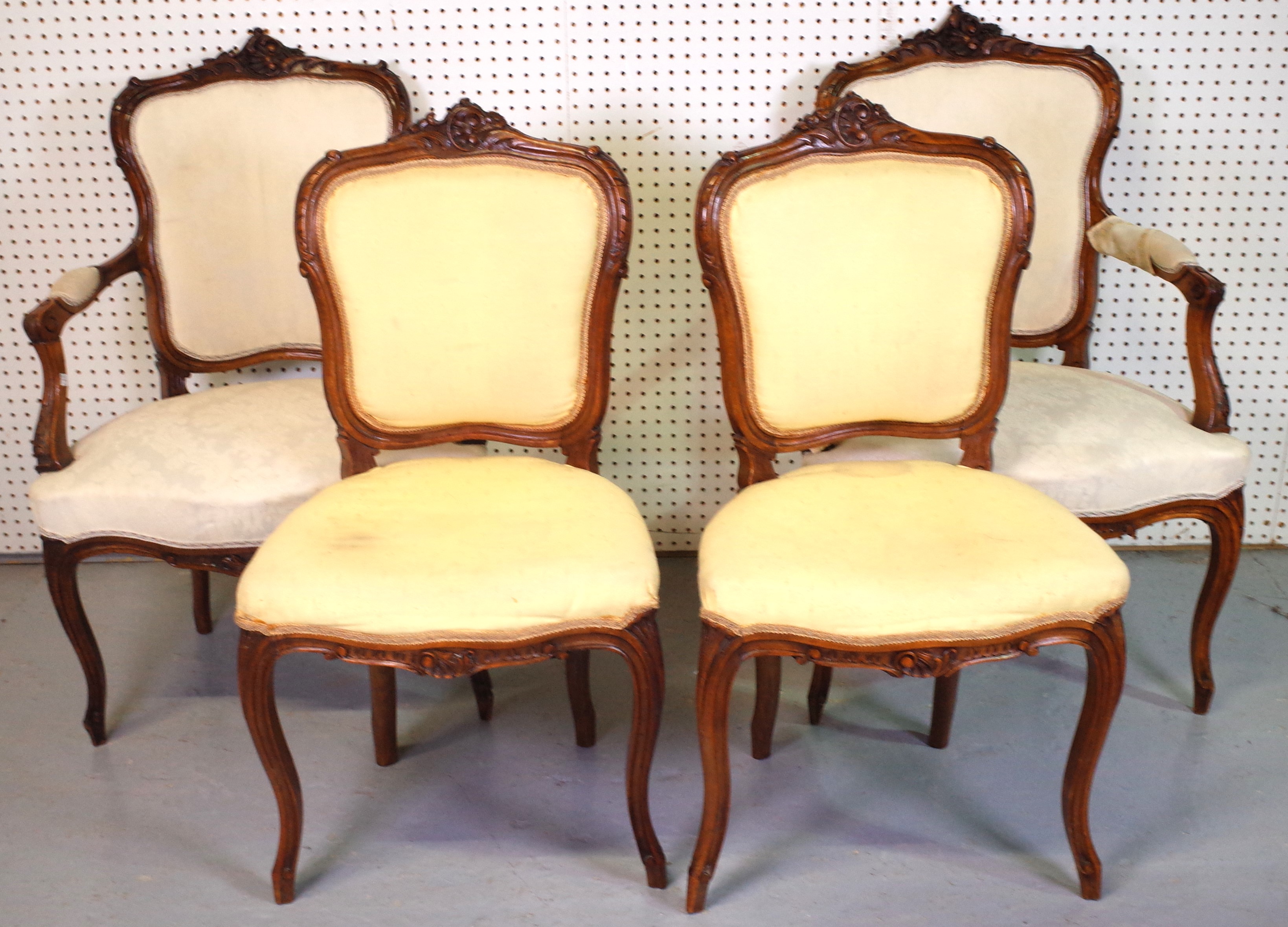 A PAIR OF LATE 19TH CENTURY FRENCH OPEN ARMCHAIRS (4)