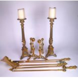 A PAIR OF EARLY 20TH CENTURY BRASS ALTAR CANDLESTICKS (6)