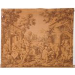 A FLEMISH STYLE TAPESTRY WALL HANGING OF A TAVERN SCENE IN THE MANNER AFTER DAVID TENIERS THE...