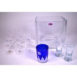 GLASSWARE INCLUDING; A SQUARE VASE (QTY)