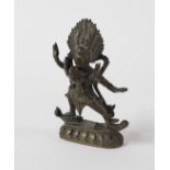 A SINO TIBETAN SMALL BRONZE FIGURE OF VAJRABHAIRAVA