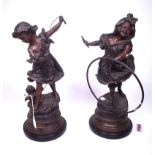 A PAIR SPELTER FIGURES (2)