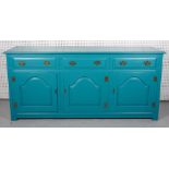 A MODERN BLUE PAINTED SIDEBOARD