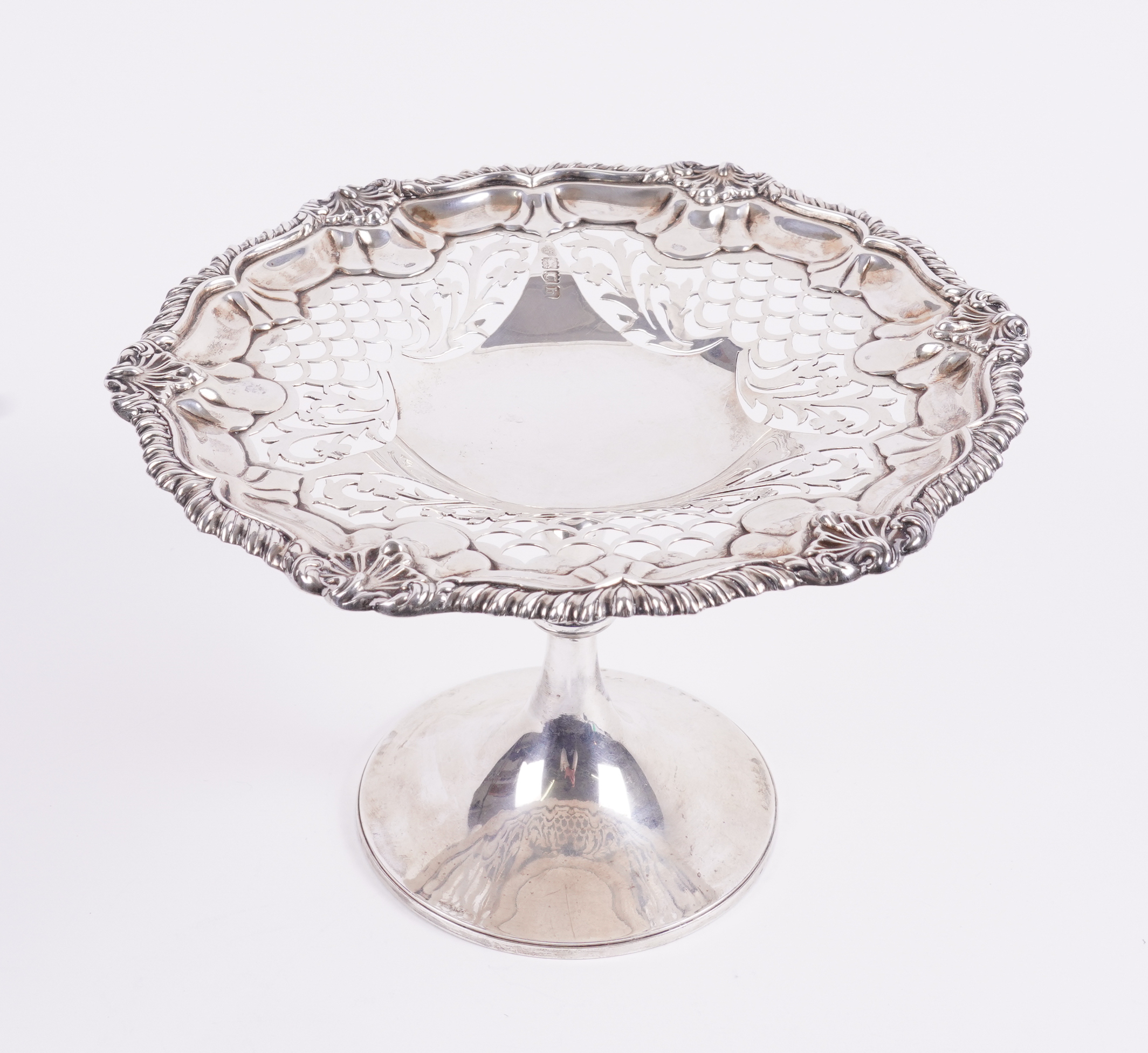 A SILVER PEDESTAL BONBON DISH