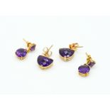 TWO PAIRS OF AMETHYST EARRINGS (2)