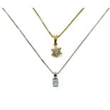 TWO DIAMOND PENDANTS WITH NECKCHAINS (2)