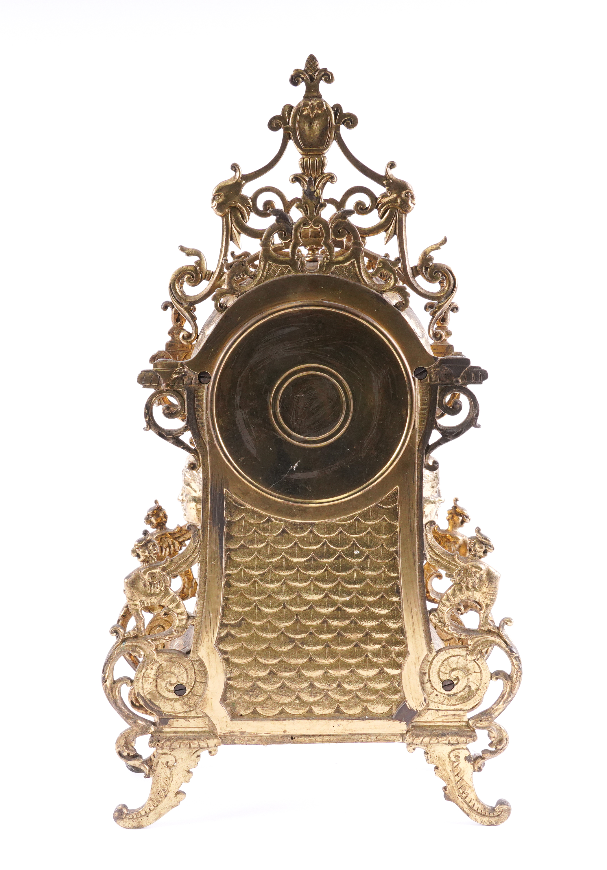 A FRENCH GILT-METAL MOUNTED MANTEL CLOCK - Image 3 of 5