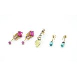 TWO PAIRS OF EARRINGS AND ONE ODD EARRING (3)