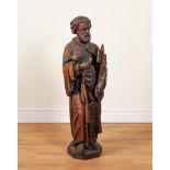 NORTH EUROPEAN CARVED OAK FIGURE OF SAINT PETER