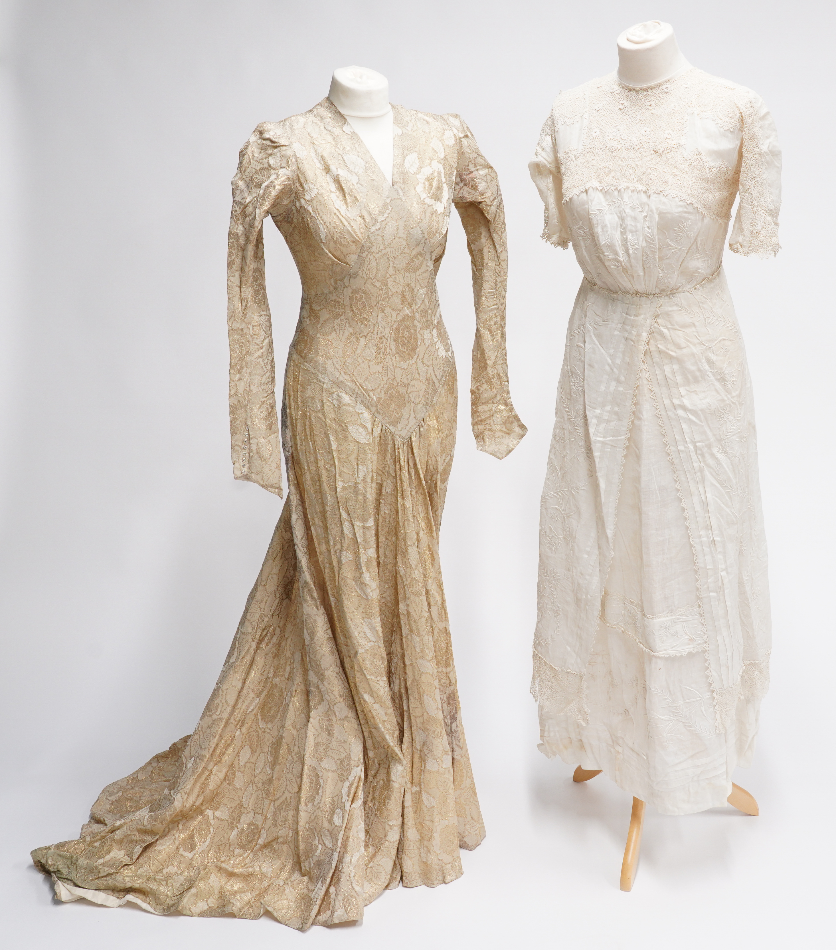 A LATE VICTORIAN SILK WEDDING DRESS AND OTHERS (QTY) - Image 8 of 9