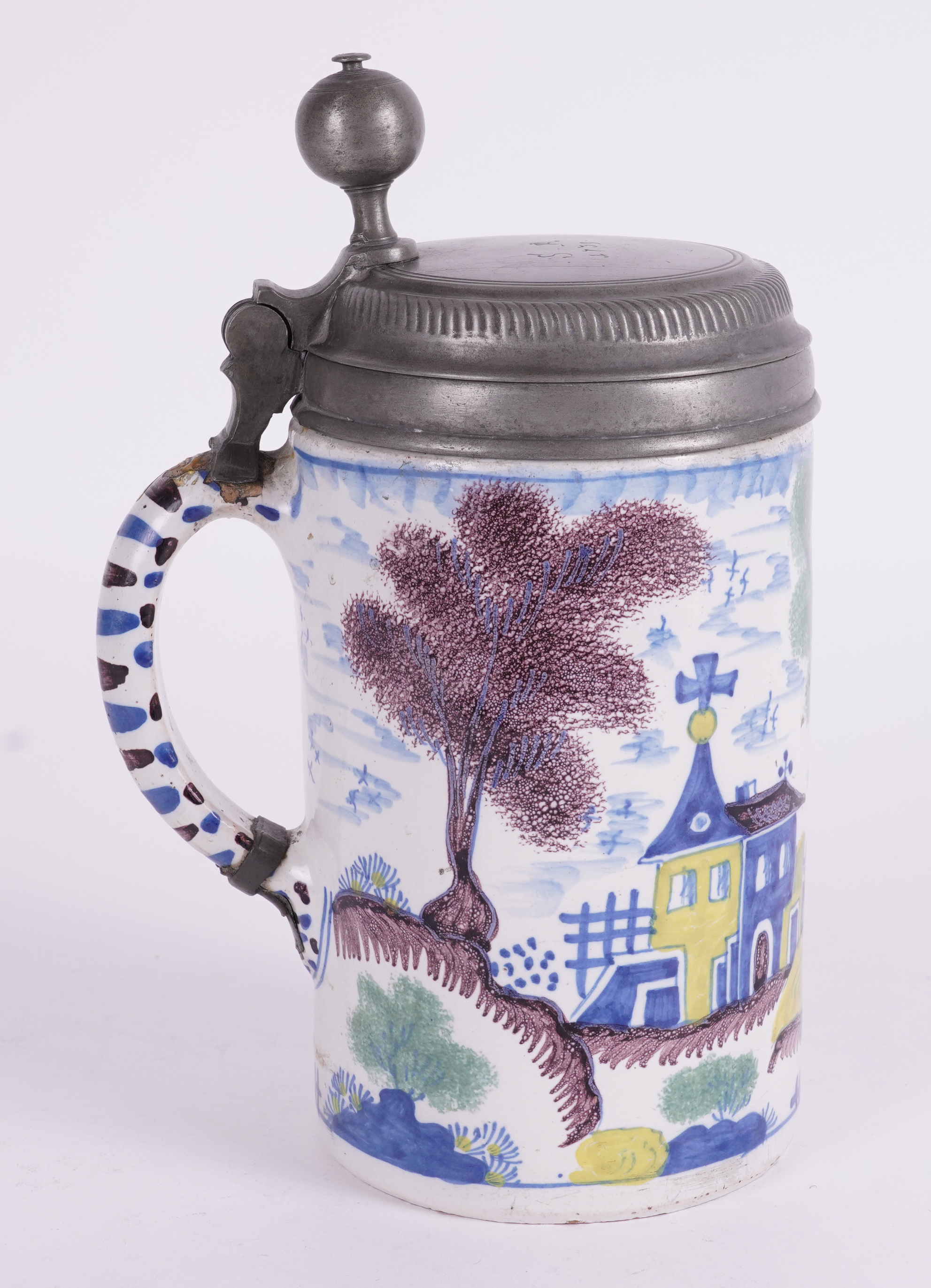 A GERMAN FAIENCE TANKARD - Image 3 of 4