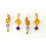 TWO PAIRS OF GEM SET EARRINGS (2)