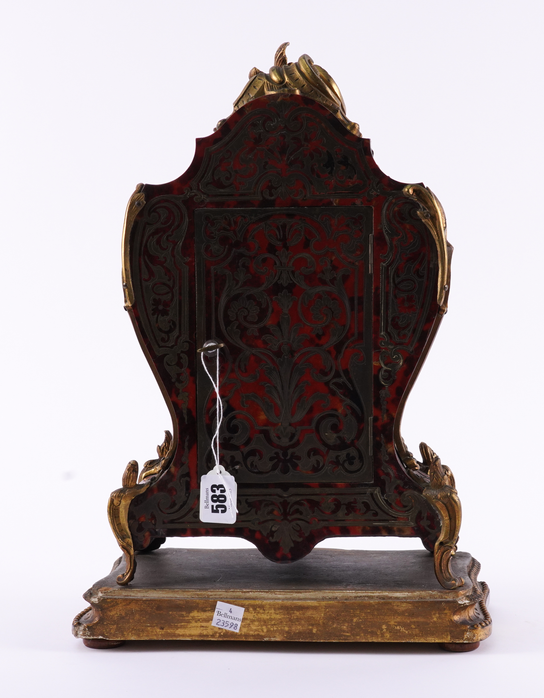 A FRENCH BOULLE-STYLE MANTEL CLOCK - Image 3 of 5