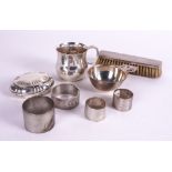 A SILVER MUG AND A GROUP OF FOREIGN AND PLATED WARES (7)