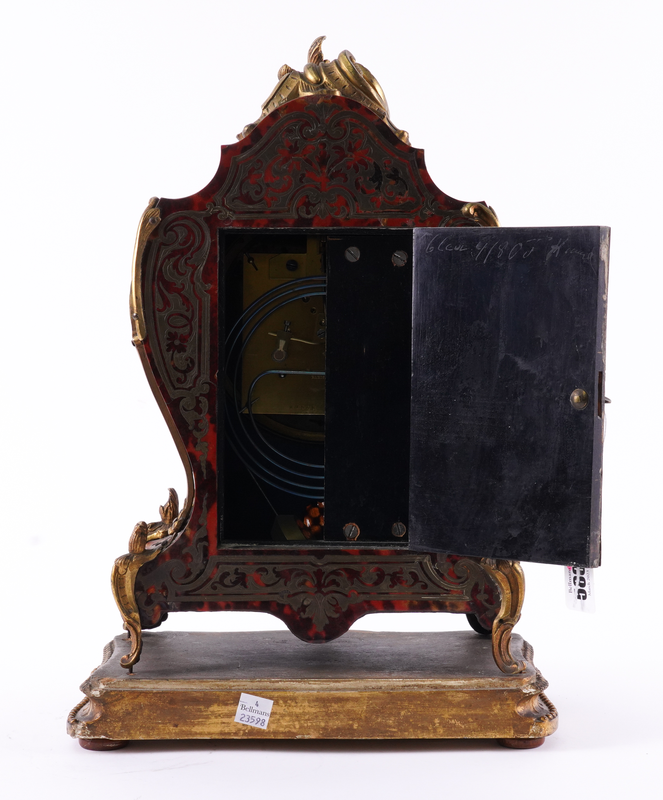 A FRENCH BOULLE-STYLE MANTEL CLOCK - Image 5 of 5