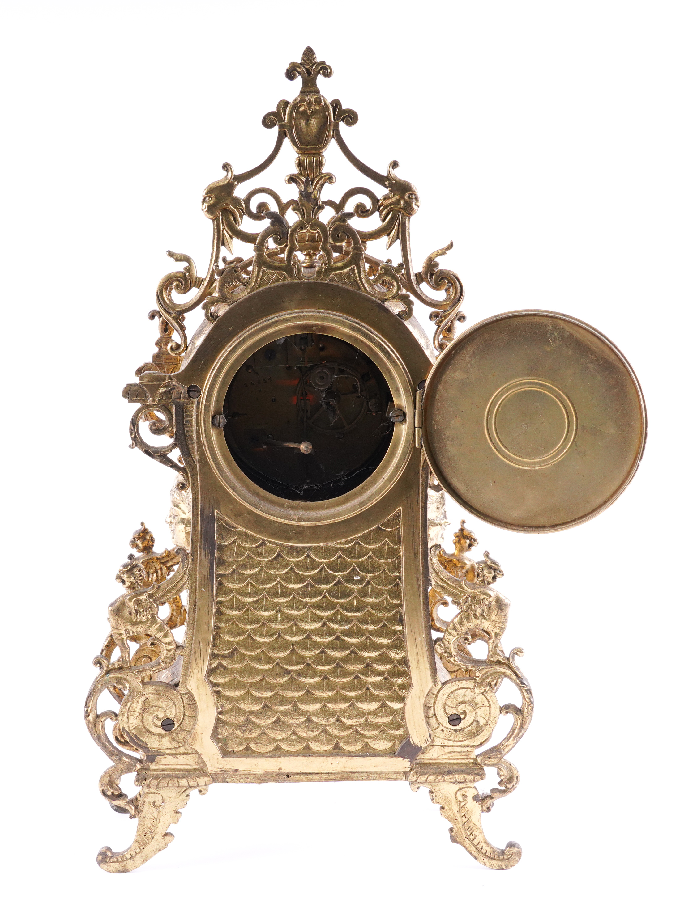 A FRENCH GILT-METAL MOUNTED MANTEL CLOCK - Image 4 of 5