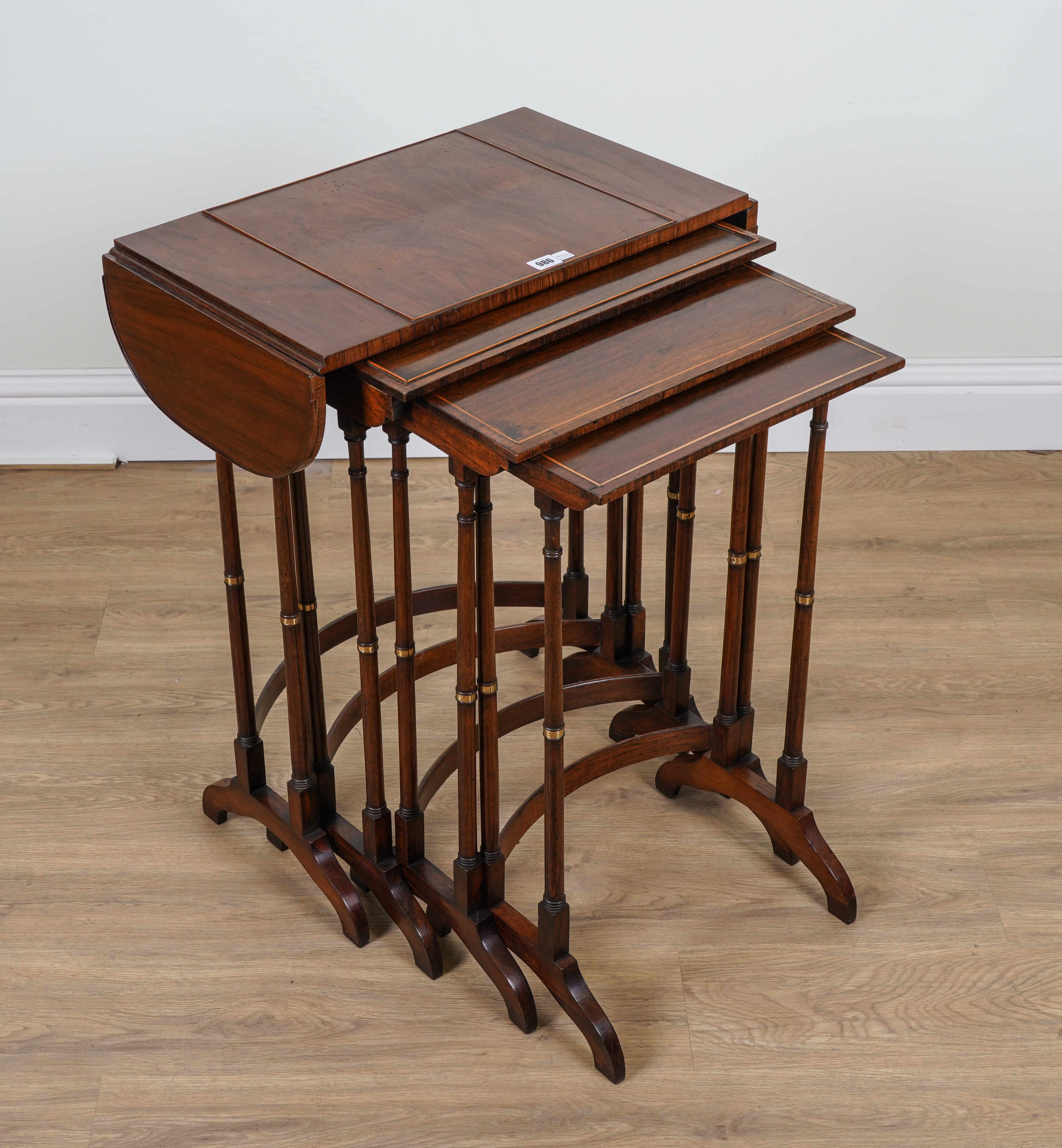 A NEST OF FOUR MID-19TH CENTURY GILT-METAL MOUNTED ROSEWOOD OCCASIONAL TABLES (4) - Image 2 of 3