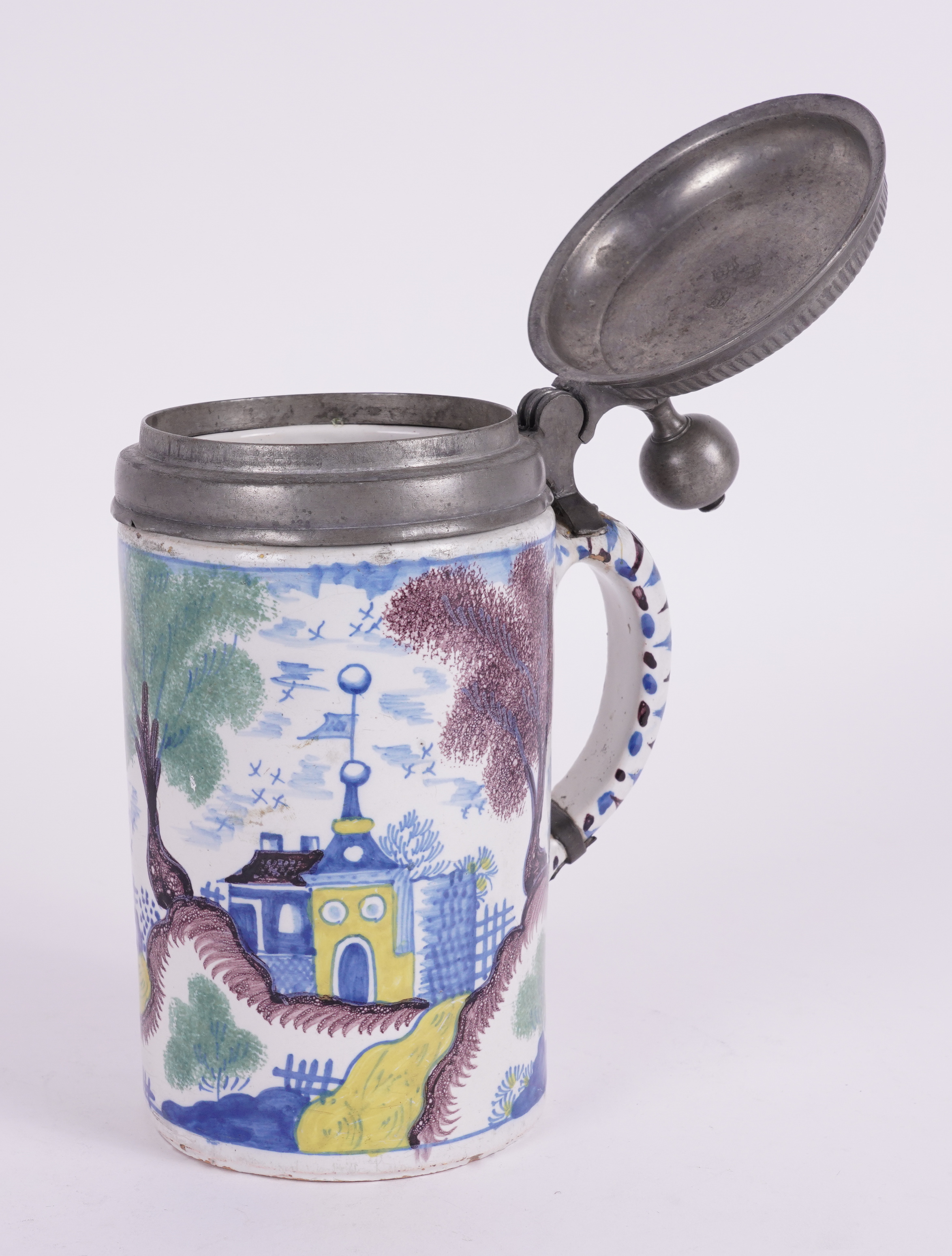 A GERMAN FAIENCE TANKARD - Image 2 of 4