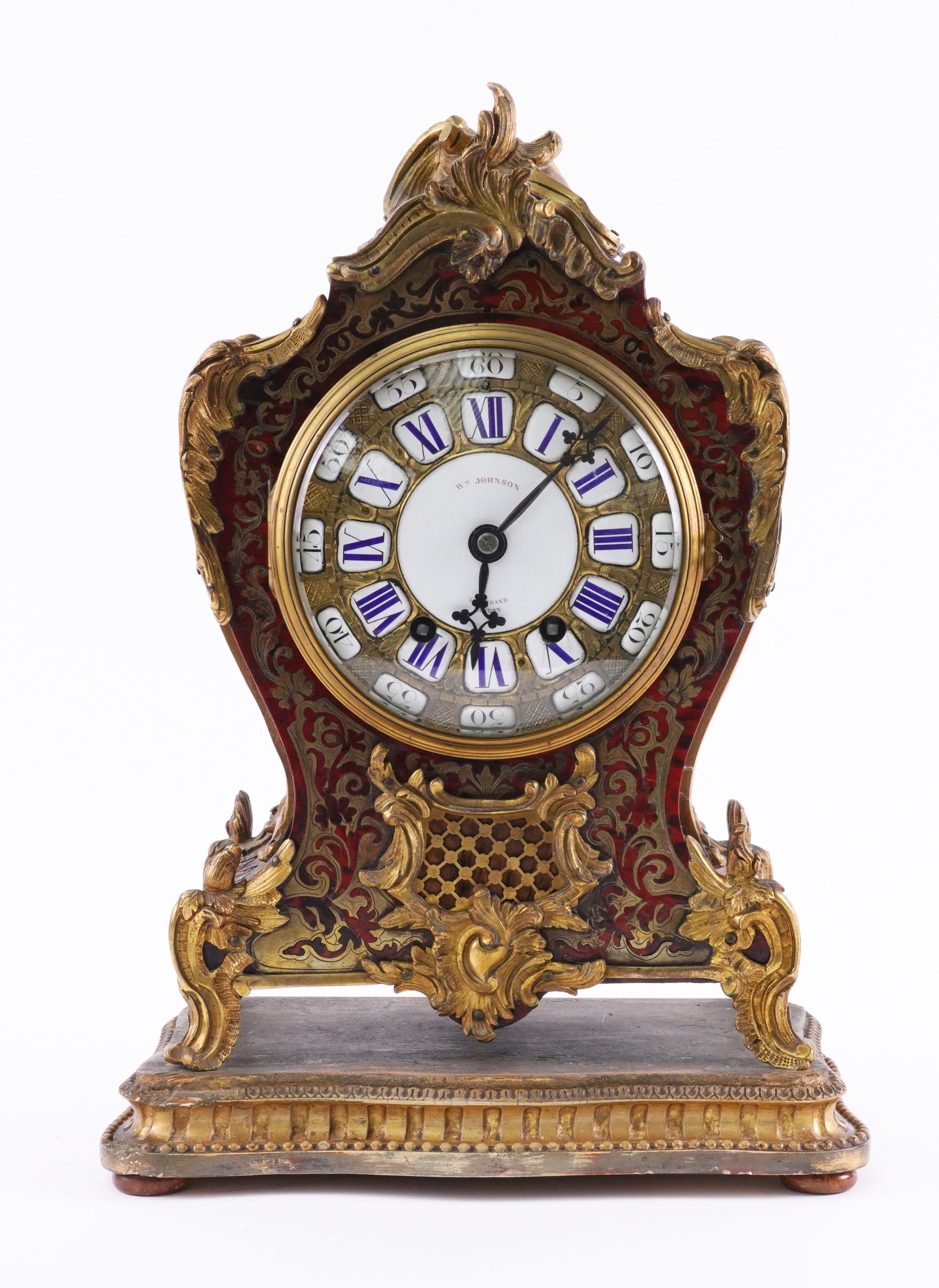 A FRENCH BOULLE-STYLE MANTEL CLOCK