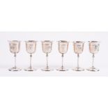 A SET OF SIX SILVER SMALL GOBLETS