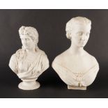 A PARIAN BUST OF ALEXANDRA AND ANOTHER FEMALE BUST (2)