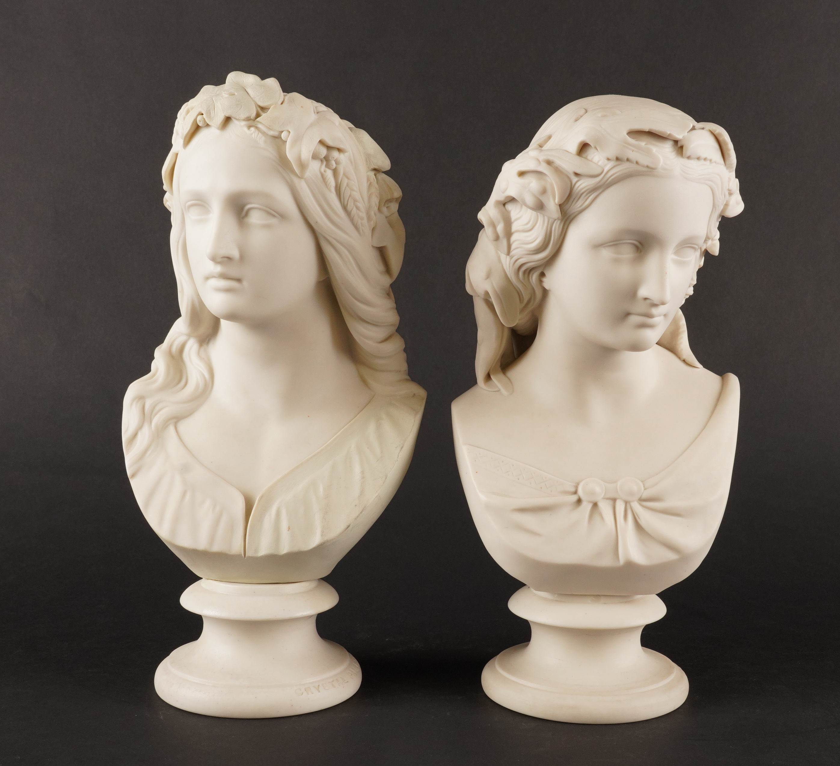 A PAIR OF PARIAN BUSTS OF MIRANDA AND OPHELIA (2)