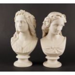 A PAIR OF PARIAN BUSTS OF MIRANDA AND OPHELIA (2)