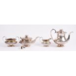 A GEORGE IV SILVER FOUR PIECE TEA SET