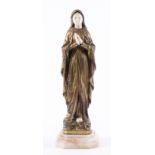 DOMINIQUE ALONZO (FRENCH ACT. 1910-1930): A GILT-BRONZE AND IVORY FIGURE OF THE VIRGIN OF LOURDES