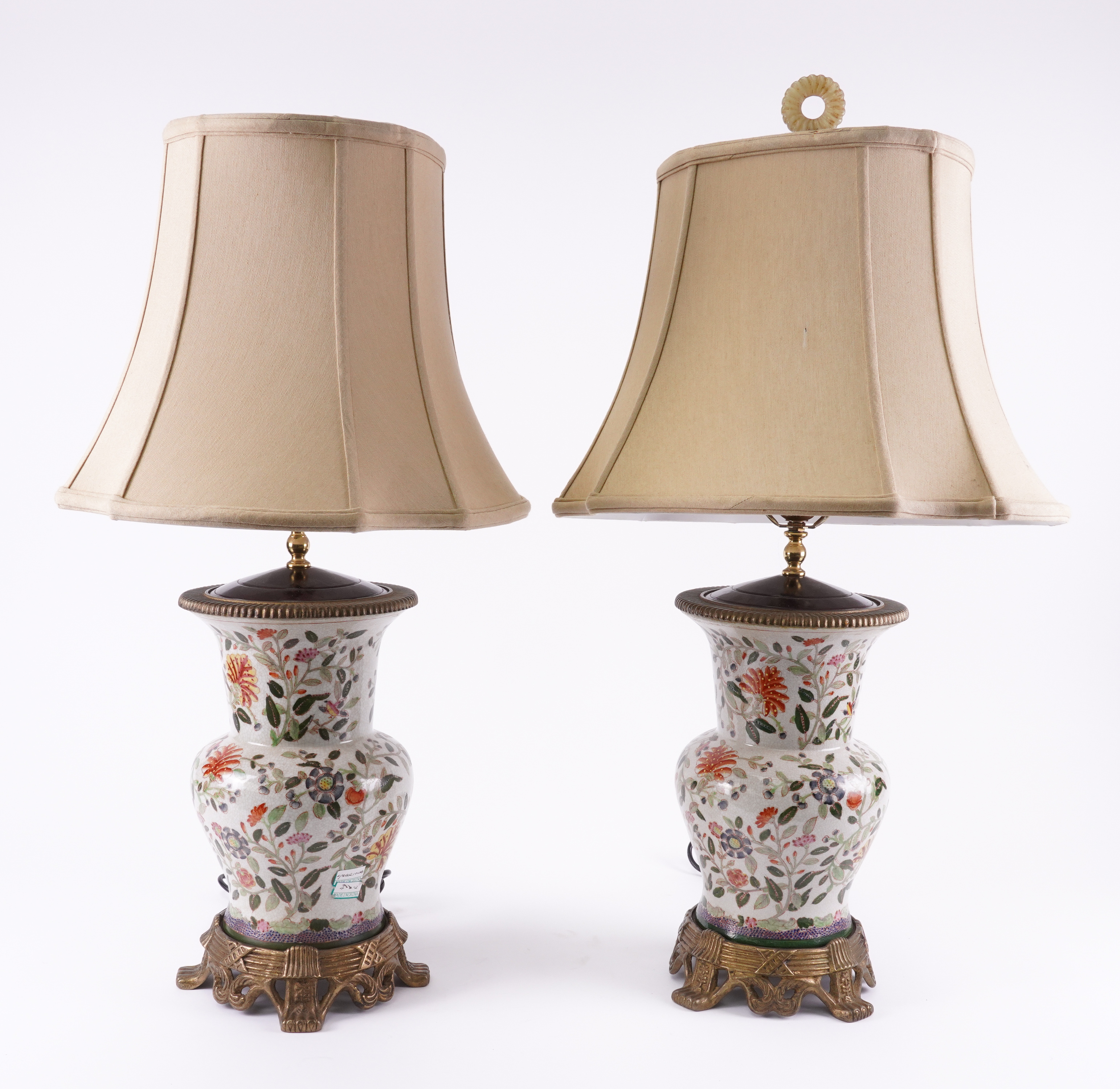 A PAIR OF GILT-METAL MOUNTED ASIAN TABLE LAMPS (2)