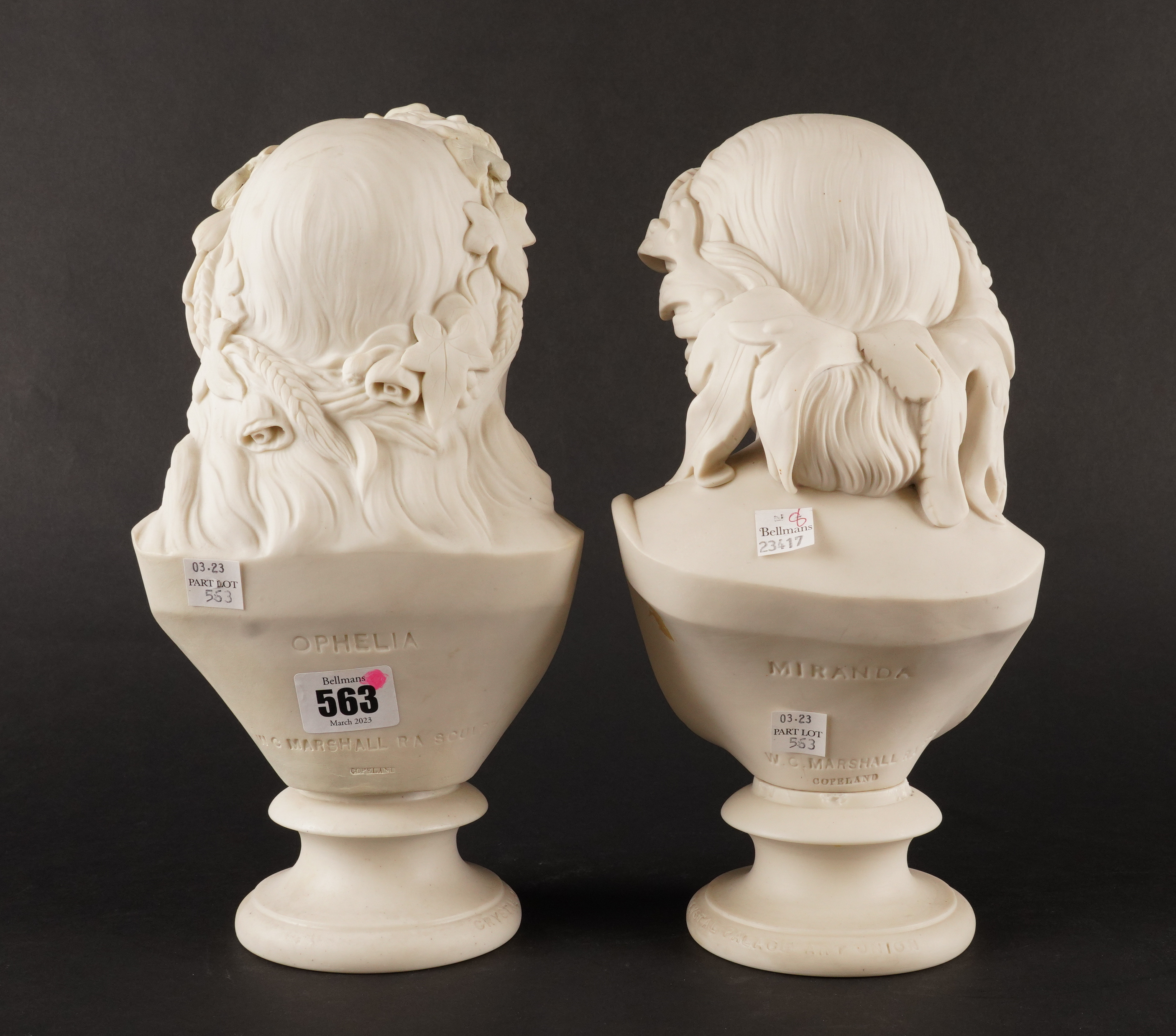 A PAIR OF PARIAN BUSTS OF MIRANDA AND OPHELIA (2) - Image 5 of 6