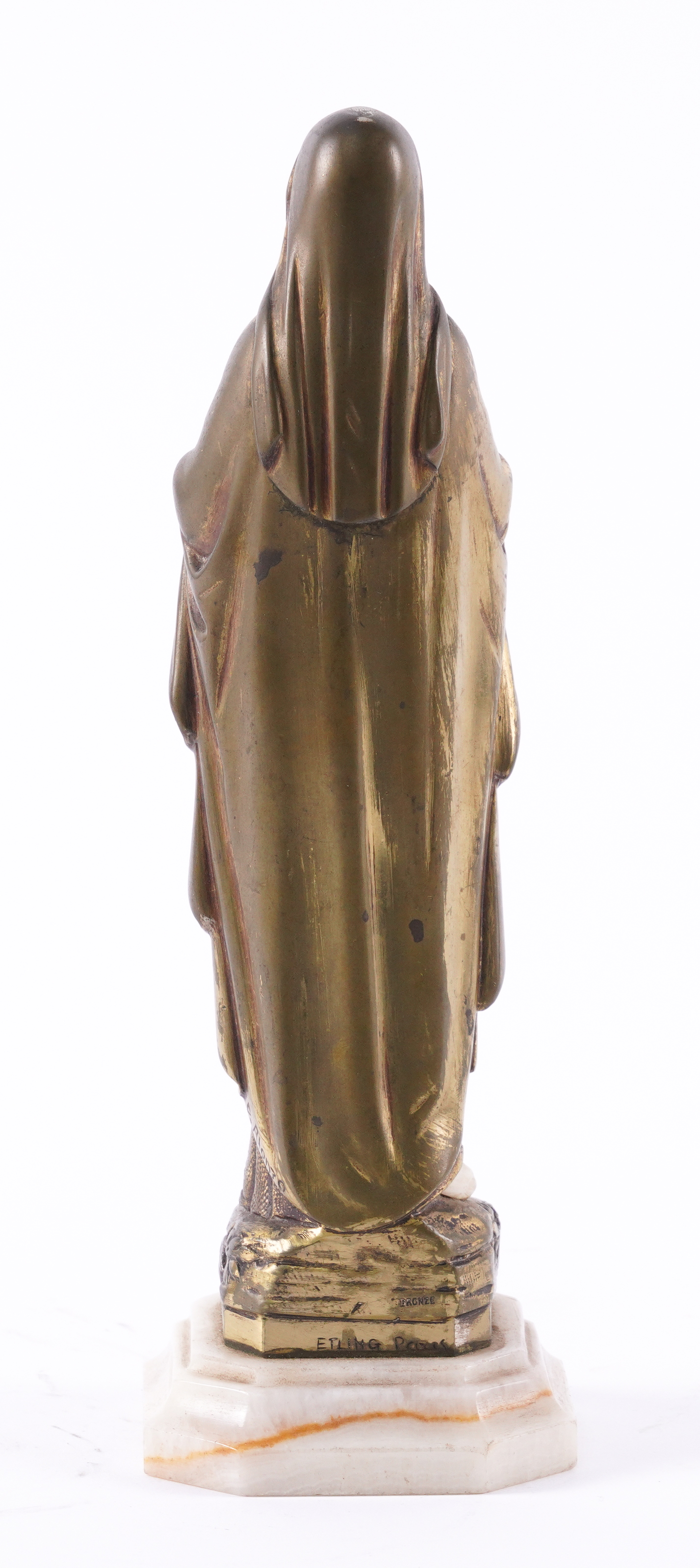 DOMINIQUE ALONZO (FRENCH ACT. 1910-1930): A GILT-BRONZE AND IVORY FIGURE OF THE VIRGIN OF LOURDES - Image 3 of 4