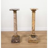 TWO FRENCH GILT-METAL MOUNTED MARBLE PEDESTAL COLUMNS (2)