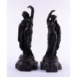 TWO FRENCH BRONZE FIGURES OF CLASSICAL MAIDENS OR MUSES (2)