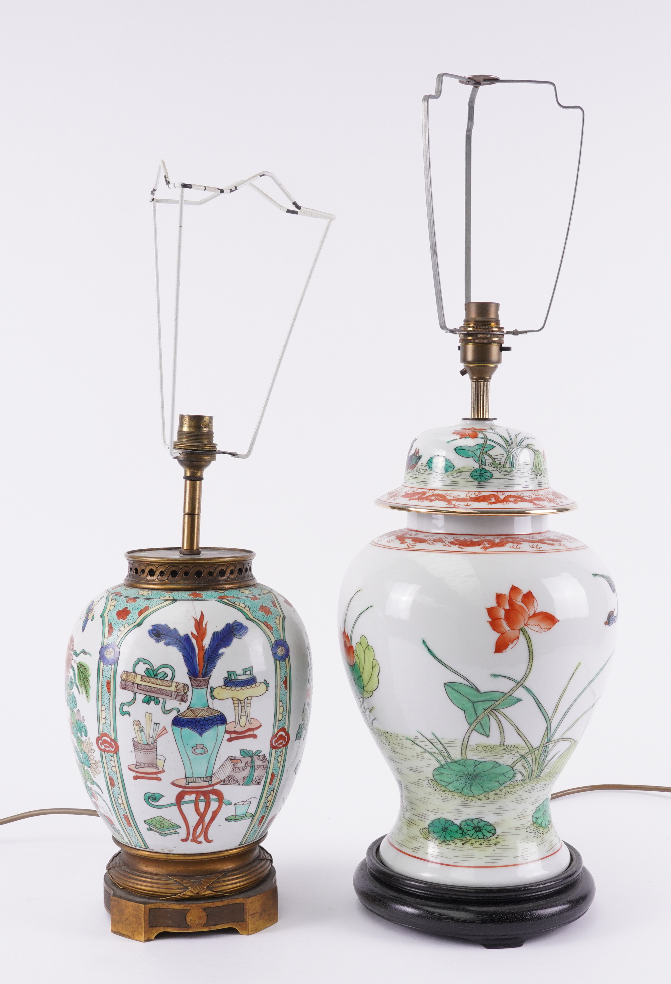 A CANTONESE FAMILLE VERTE PORCELAIN TABLE LAMP (2)