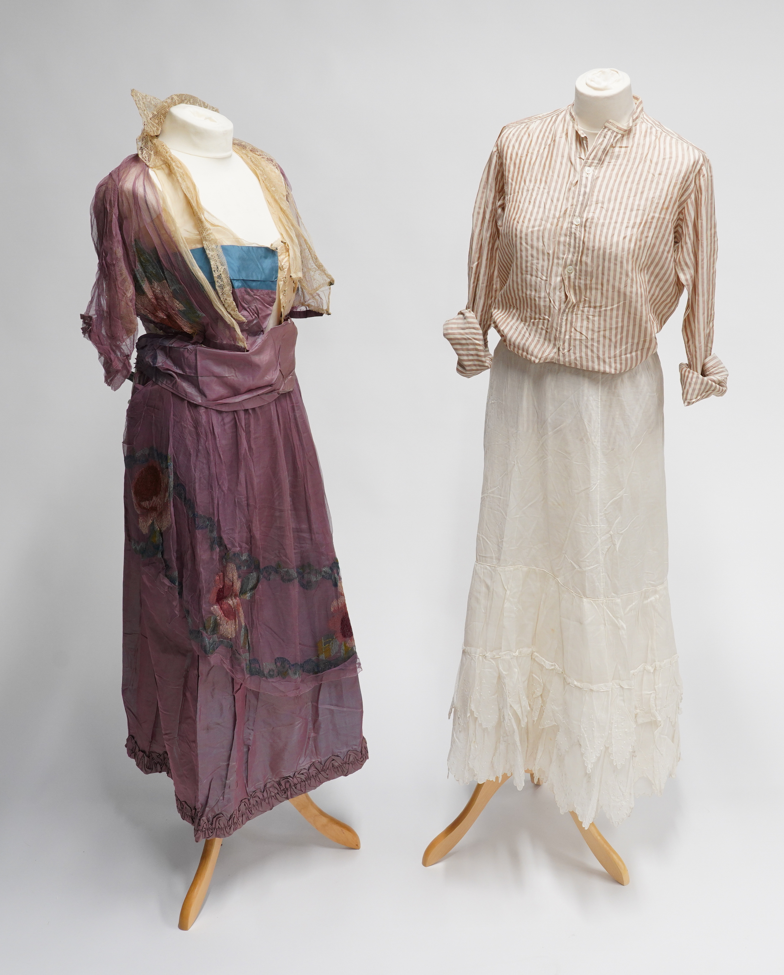 A LATE VICTORIAN SILK WEDDING DRESS AND OTHERS (QTY) - Image 9 of 9