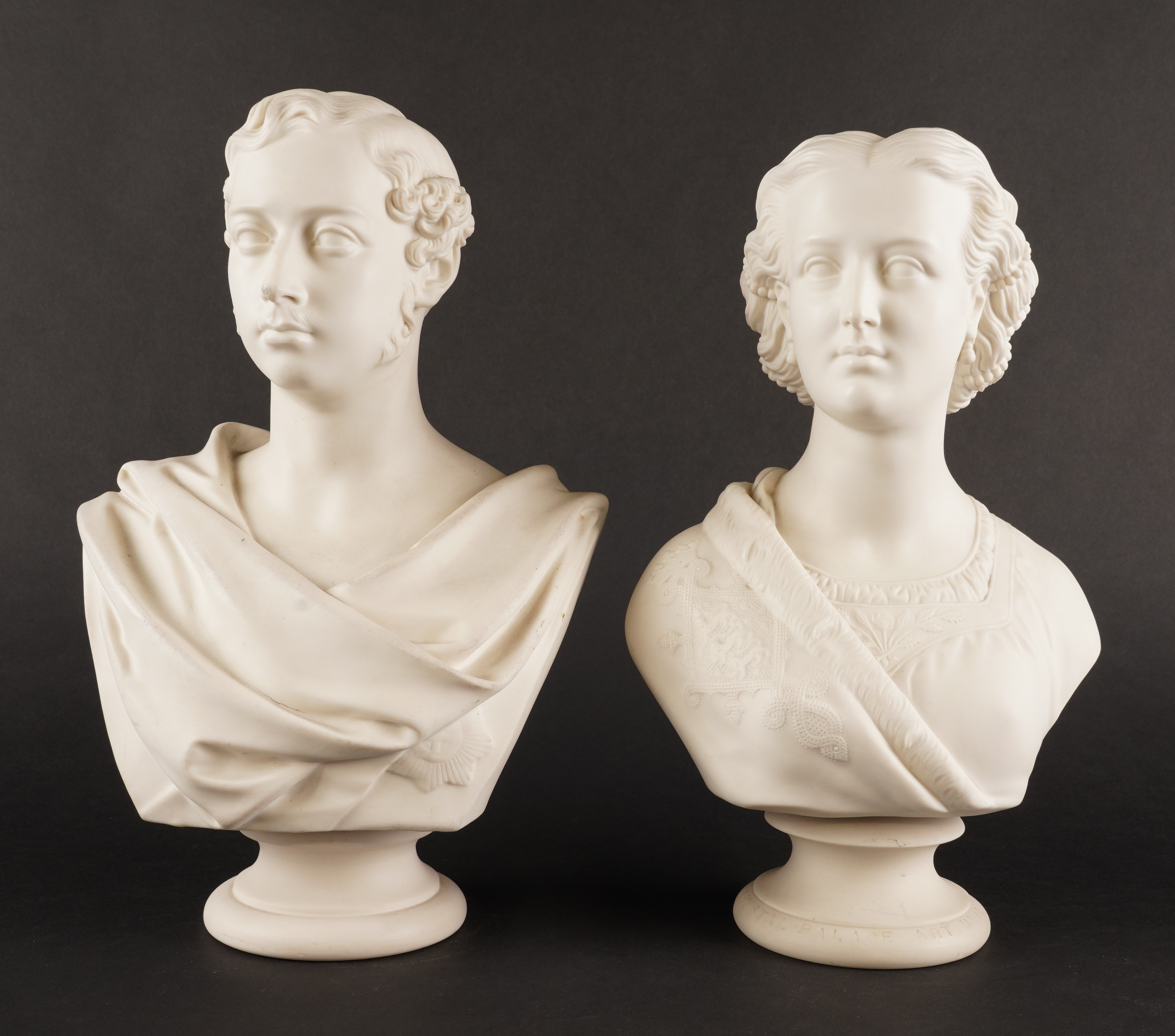 A PAIR OF PARIAN BUSTS OF PRINCE EDWARD AND PRINCESS ALEXANDRA (2)